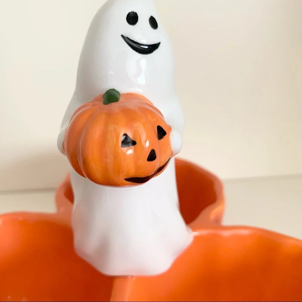Vintage Halloween ghost ceramic dish